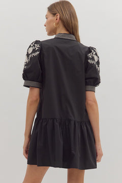 Floral Embroidered Tiered Mini Dress - Lush Lemon - Women&