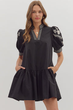 Floral Embroidered Tiered Mini Dress - Lush Lemon - Women&