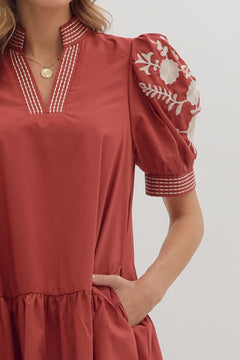 Floral Embroidered Tiered Mini Dress - Lush Lemon - Women&