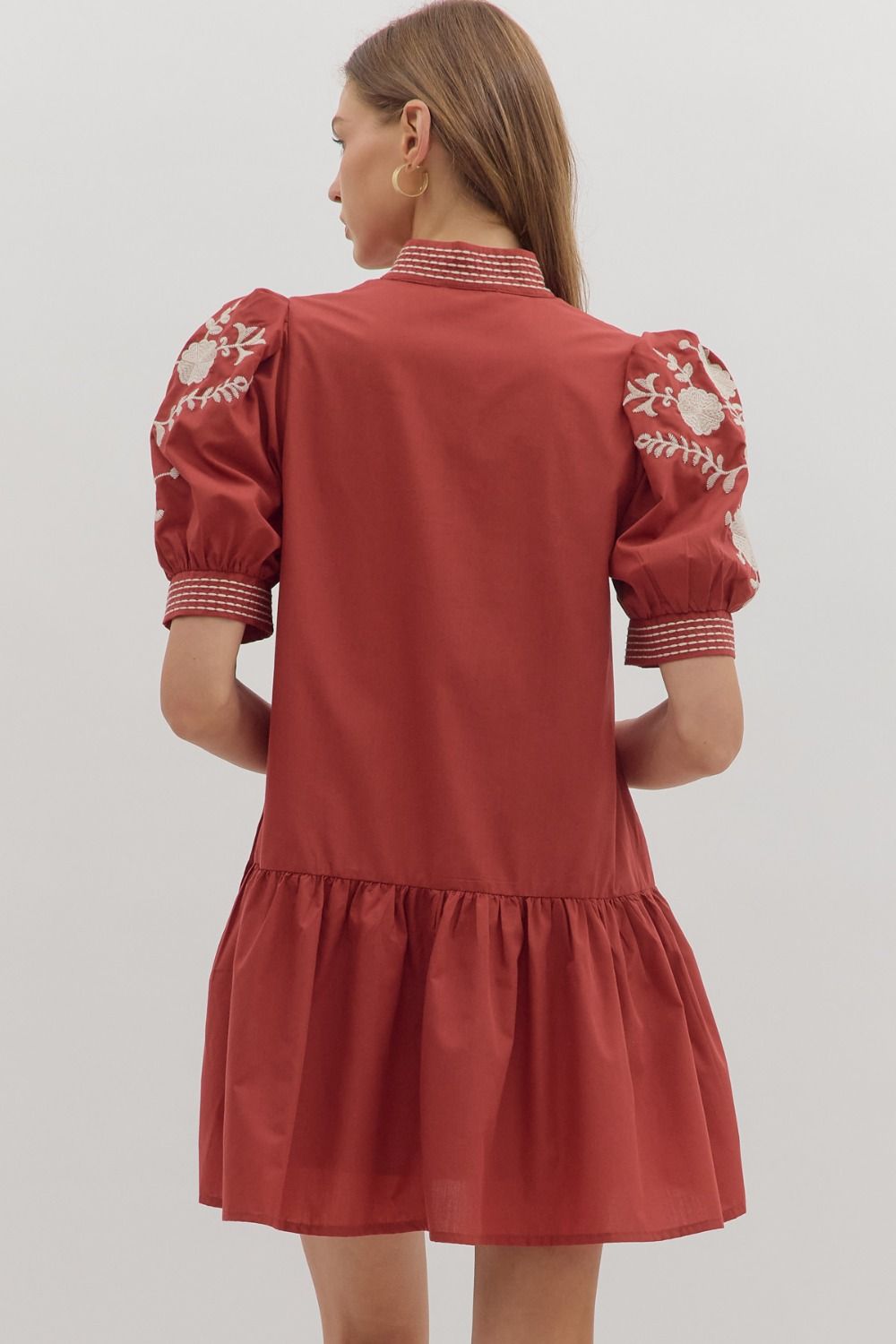 Floral Embroidered Tiered Mini Dress - Lush Lemon - Women's Clothing - Entro - 38858561375453