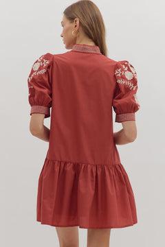 Floral Embroidered Tiered Mini Dress - Lush Lemon - Women&