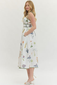 Floral Empire Waist Midi Dress - Lush Lemon - Women&