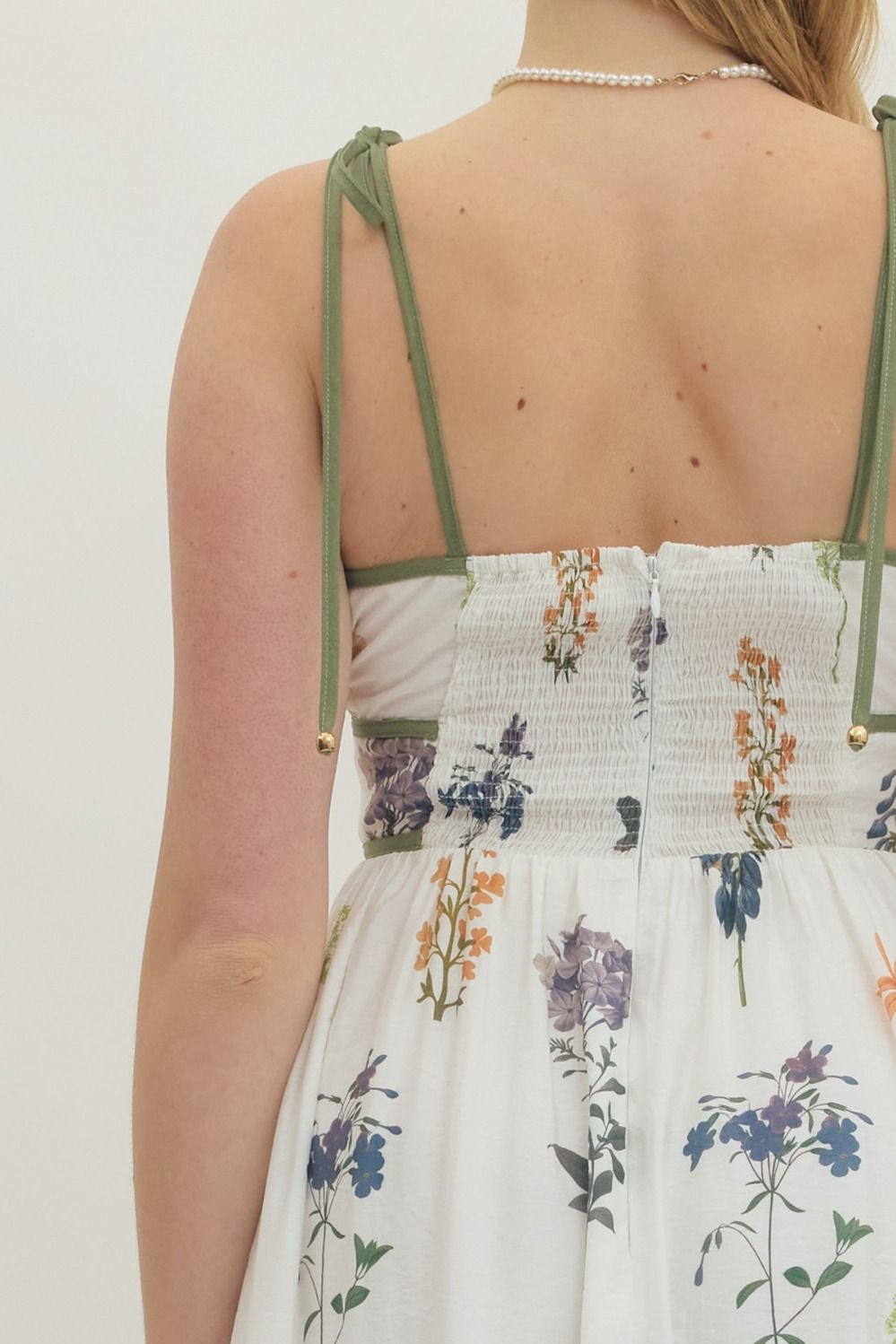 Floral Empire Waist Midi Dress - Lush Lemon - Women's Clothing - Entro - 96932501057341