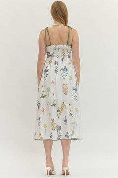 Floral Empire Waist Midi Dress - Lush Lemon - Women&