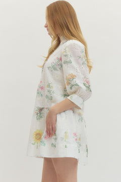 Floral Eyelet Embroidered Mini Dress - Lush Lemon - Women&