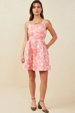 Floral Jacquard Fit and Flare Tank Dress - Lush Lemon - Women&