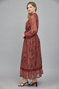 Floral Lurex Chiffon Maxi Dress - Lush Lemon - Women&
