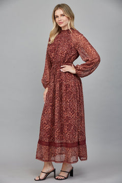 Floral Lurex Chiffon Maxi Dress - Lush Lemon - Women&