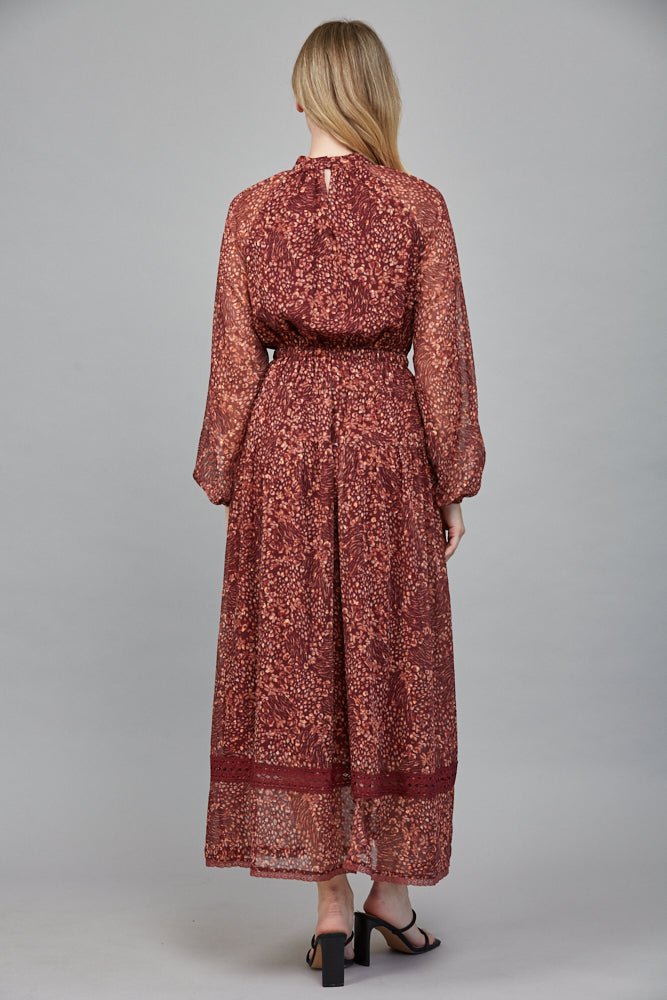 Floral Lurex Chiffon Maxi Dress - Lush Lemon - Women's Clothing - Fate By LFD - 60212741011677