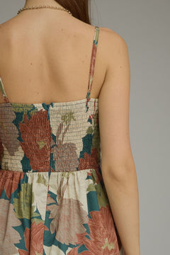 Floral Pleated Bodice Midi Dress - Lush Lemon - Women&