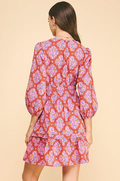 Floral Print Mini Dress W/Side Pockets - Lush Lemon - Women&