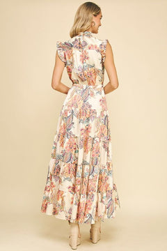 Floral Ruffle Tiered Maxi Dress - Lush Lemon - Women&