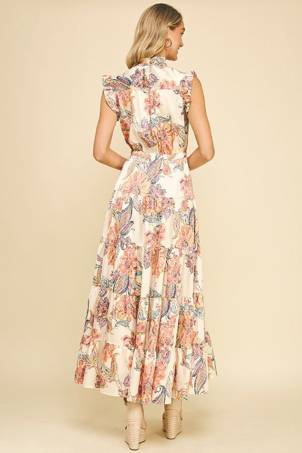 Floral Ruffle Tiered Maxi Dress - Lush Lemon - Women's Clothing - Pinch - 34217731066589