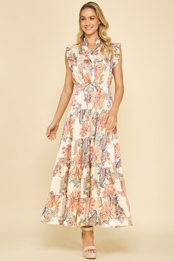 Floral Ruffle Tiered Maxi Dress - Lush Lemon - Women's Clothing - Pinch - 34217731066589