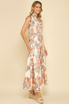 Floral Ruffle Tiered Maxi Dress - Lush Lemon - Women&