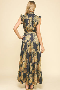 Floral Ruffle Tiered Maxi Dress - Lush Lemon - Women&