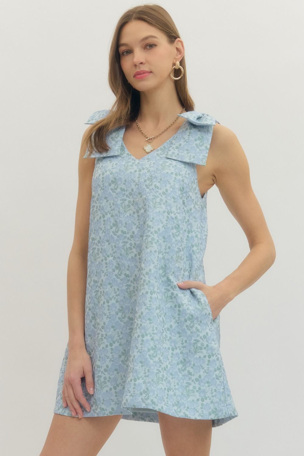 Floral Square Shoulder Mini Dress - Lush Lemon - Women's Clothing - Entro - 22946101057053