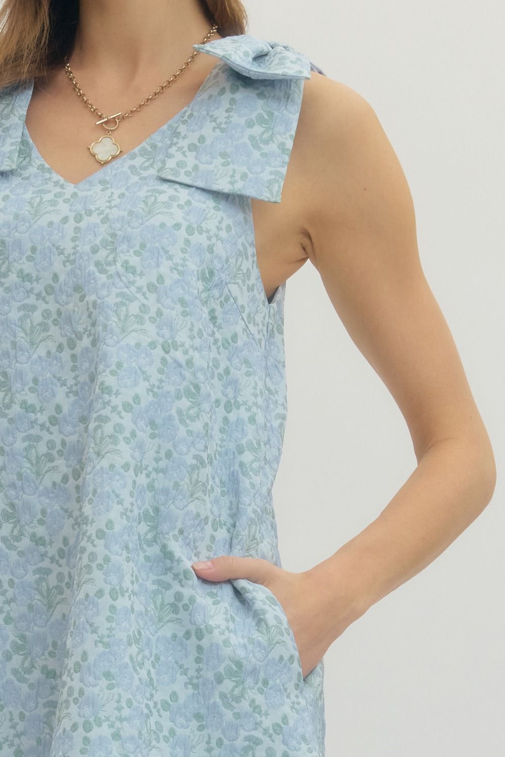Floral Square Shoulder Mini Dress - Lush Lemon - Women's Clothing - Entro - 22946101057053