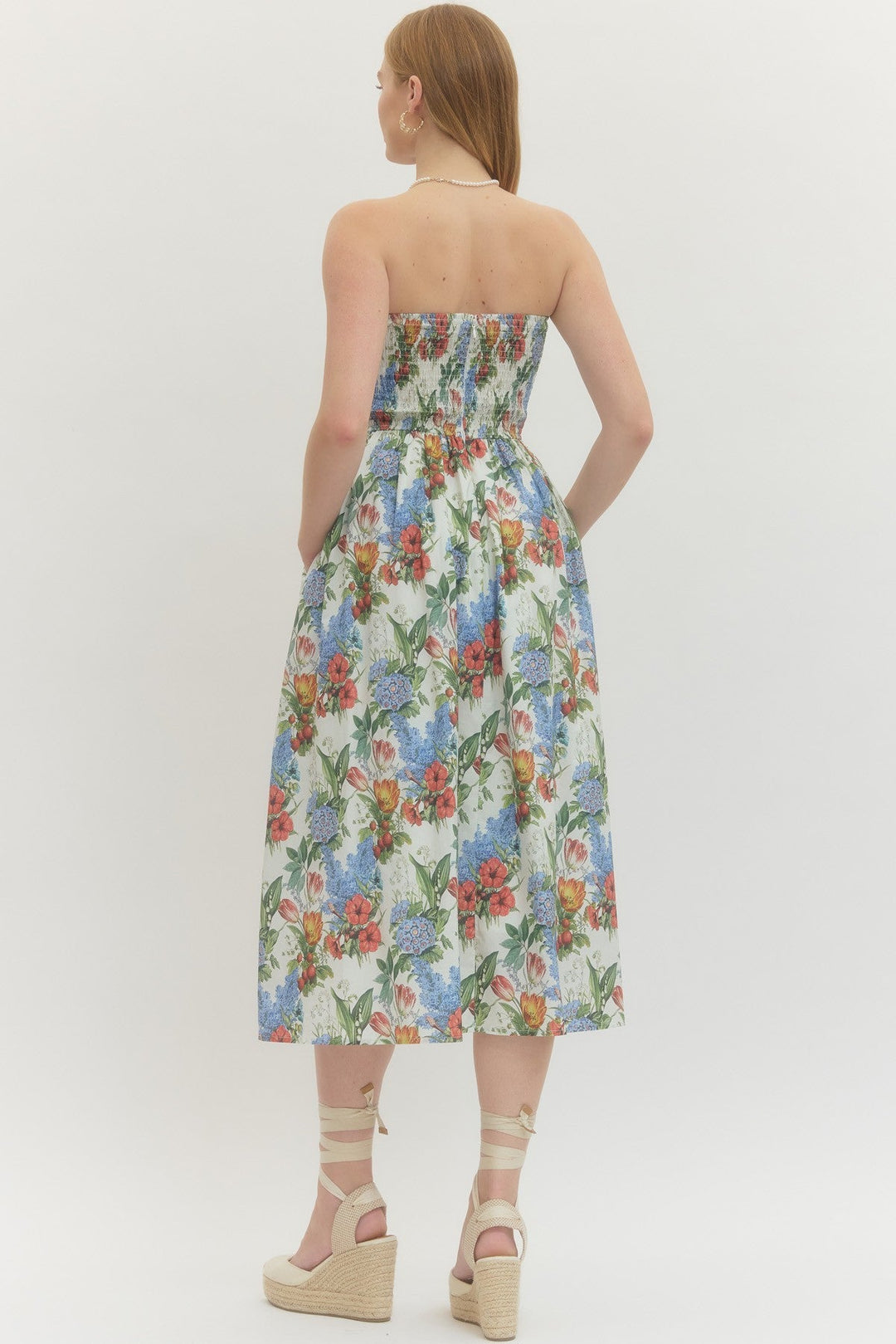 healthy caesar dressing Women's Entro Red Floral Midi Dress D28250 – Crazy House Western Wear main image 1