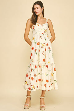 Floral Tiered Maxi Dress - Lush Lemon - Women&