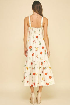 Floral Tiered Maxi Dress - Lush Lemon - Women&