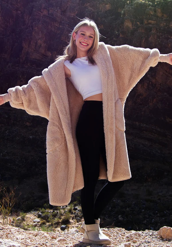 Nordic Beach Long Hooded Sherpa Cardigan