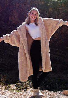 Nordic Beach Long Hooded Sherpa Cardigan