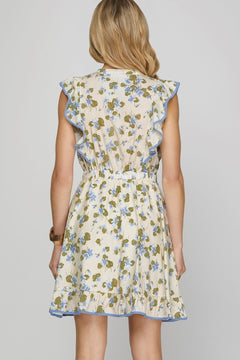 Flutter Sleeve Pintuck Dress W/Elastic Waist - Lush Lemon - Women&