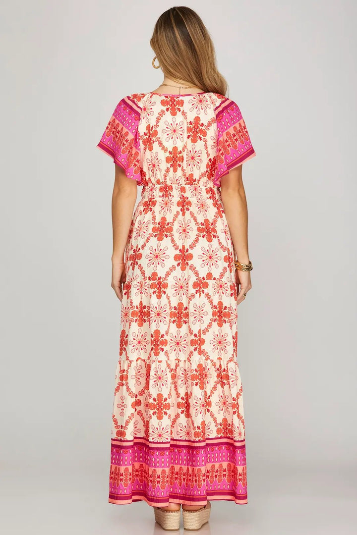 Flutter Sleeve Tiered Maxi Dress - Lush Lemon - Women's Clothing - She + Sky - 61185021314525