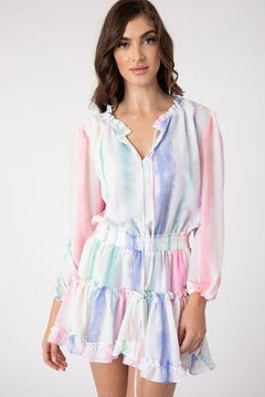 Freya Dress Watercolor Rainbow - Lush Lemon - Women&