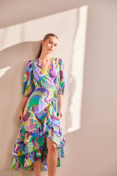 Frida Wrap Dress - Lush Lemon - Women&