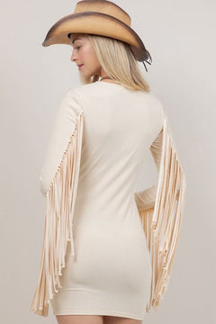 Fringe Bodycon Dress - Lush Lemon - Women&