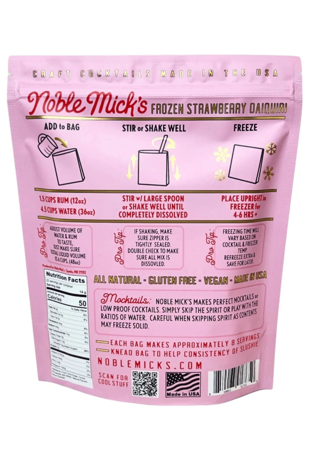Frozen Strawberry Daiquiri Cocktail Mix - Lush Lemon - Gift - Noble Micks - 850063917650