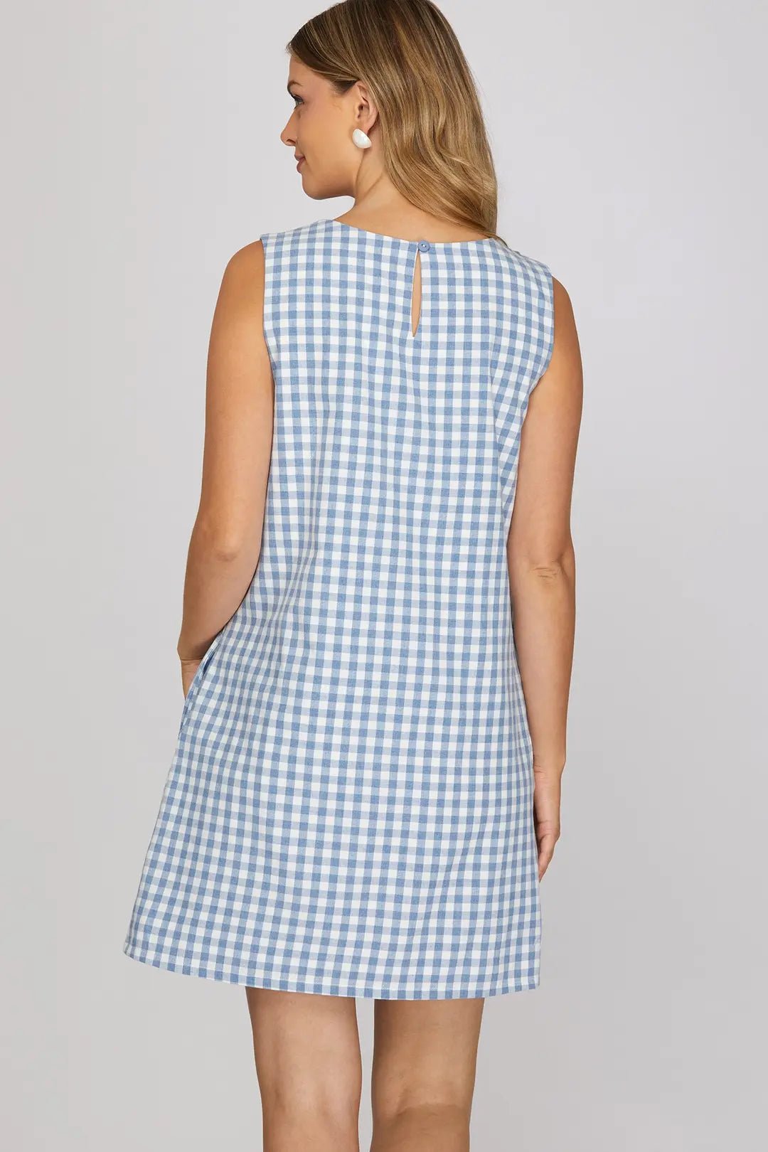 Gingham Sleeveless Mini Dress - Lush Lemon - Women's Clothing - She + Sky - 33335181014365