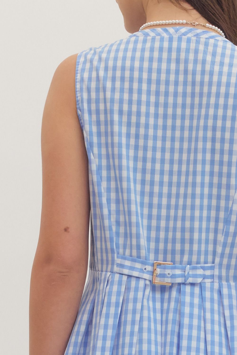 Gingham Zip Front Mini Dress - Lush Lemon - Women's Clothing - Entro - 45754831041053