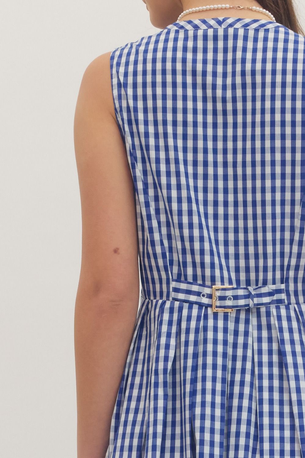 Gingham Zip Front Mini Dress - Lush Lemon - Women's Clothing - Entro - 68332201339069