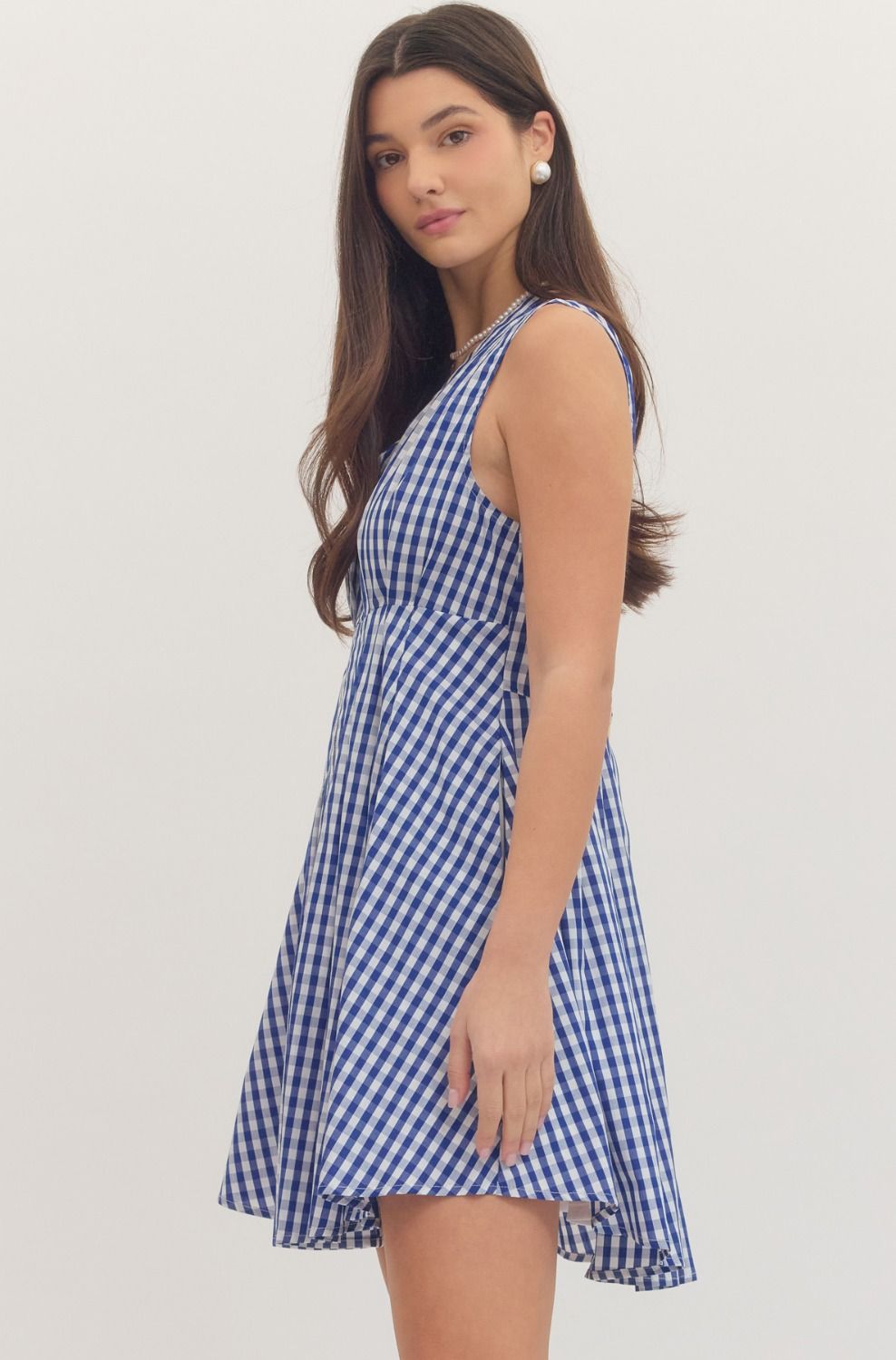 Gingham Zip Front Mini Dress - Lush Lemon - Women's Clothing - Entro - 68332201339069