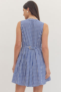 Gingham Zip Front Mini Dress - Lush Lemon - Women&
