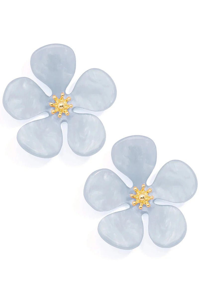 Glistening Resin Flower Stud Earring - Lush Lemon - Women's Accessories - Zenzii - 22760271245437