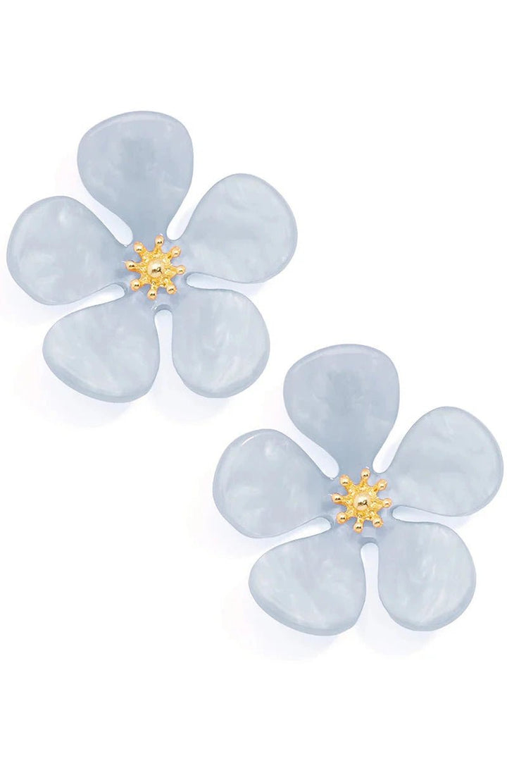 Glistening Resin Flower Stud Earring - Lush Lemon - Women's Accessories - Zenzii - 22760271245437