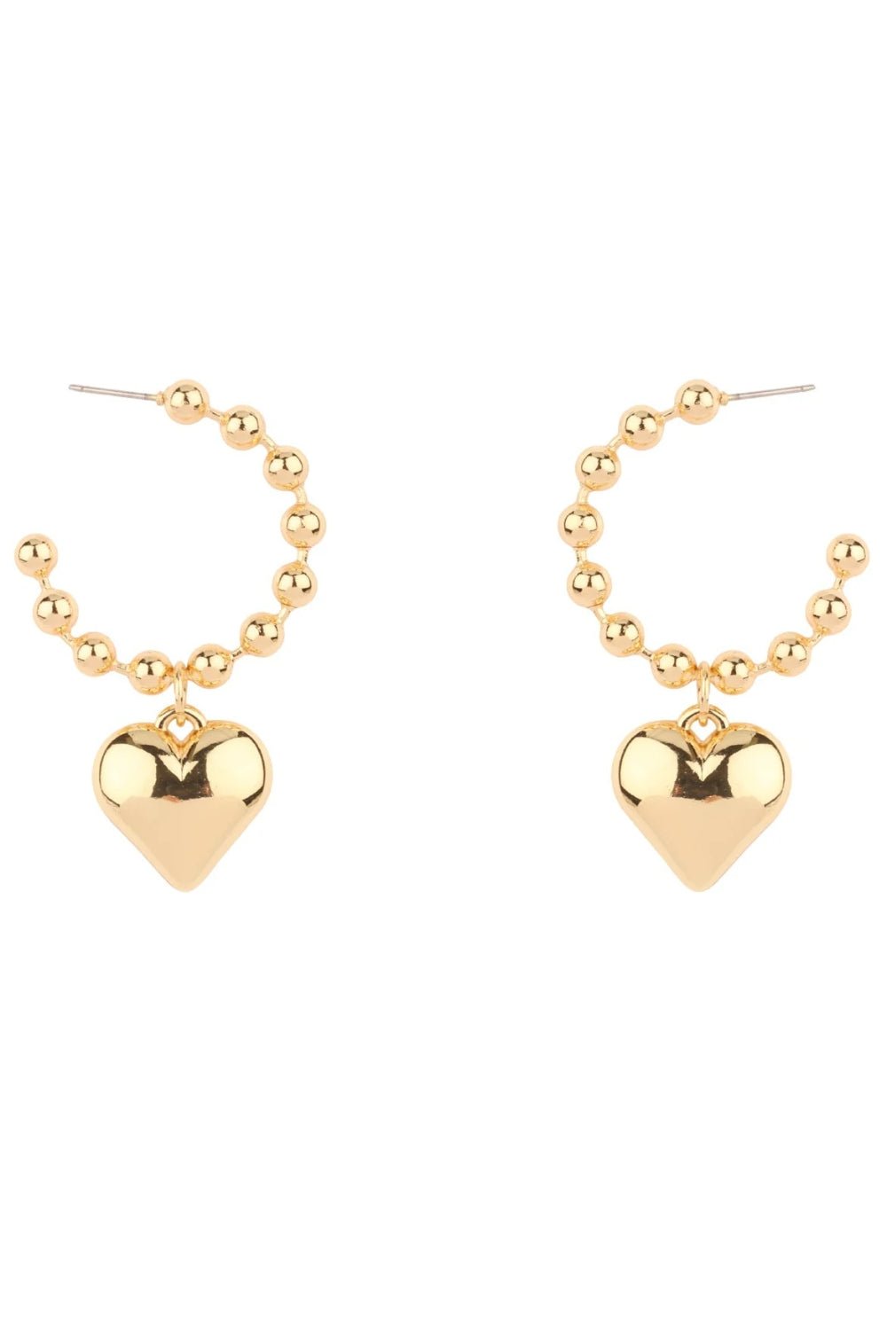 Gold Beaded Hoop with Puffy Heart - Lush Lemon - Women's Accessories - Whats Hot Jewelry - 64794061007357