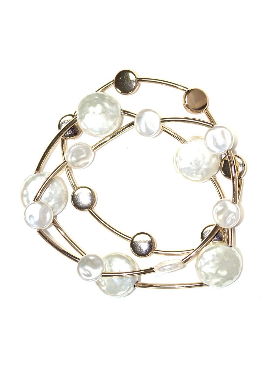 Gold & Freshwater Pearl Stretch Bracelet Set - Lush Lemon - Women's Accessories - Whats Hot Jewelry - 68057411079581