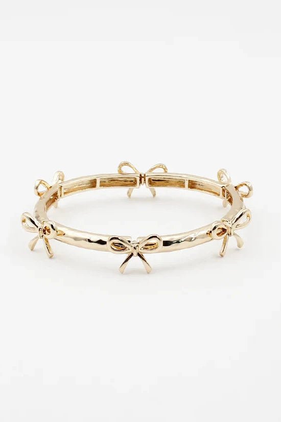 Gold Multi Bow Stretch Bracelet - Lush Lemon - Women's Accessories - Whats Hot Jewelry - 59643981028605