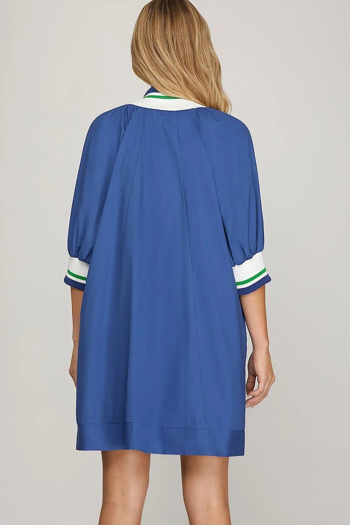 Half Zip Mini Dress - Lush Lemon - Women's Clothing - She + Sky - 18493591391421