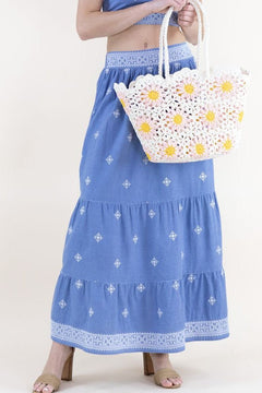 Hand Knitted Crochet Daisy Garden Tote Bag - Lush Lemon - Women&