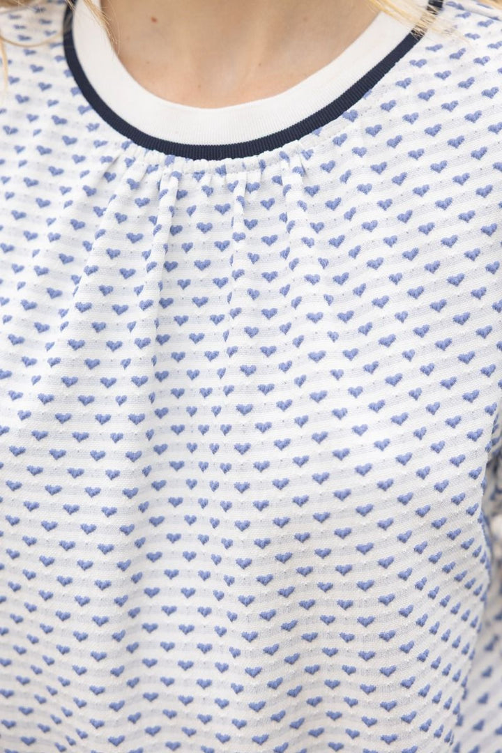 Heart Knit Puff Sleeve Top W/Stripe Trim - Lush Lemon - Women's Clothing - Voy - 74377161093021