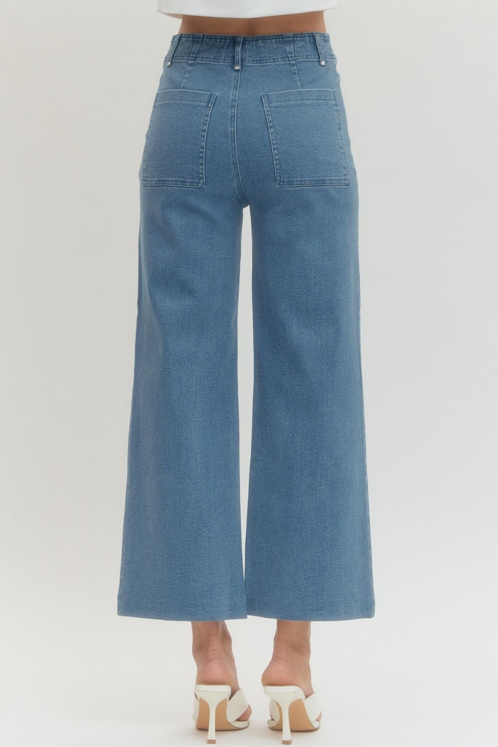 High Rise Seam Detail Wide Leg Pants - Lush Lemon - Women's Clothing - Entro - 25044911023325