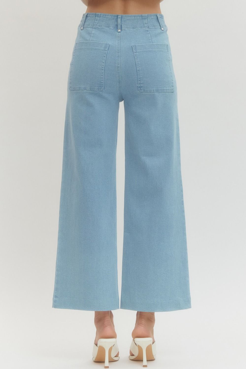 High Rise Seam Detail Wide Leg Pants - Lush Lemon - Women's Clothing - Entro - 29297561389213
