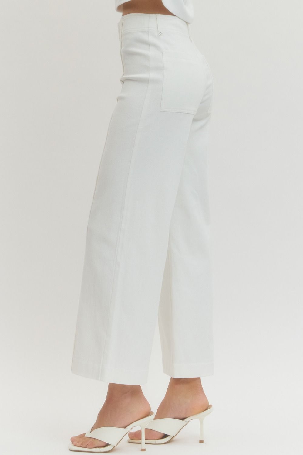 High Rise Seam Detail Wide Leg Pants - Lush Lemon - Women's Clothing - Entro - 29297561687517