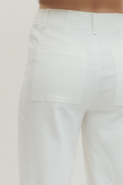 High Rise Seam Detail Wide Leg Pants - Lush Lemon - Women&